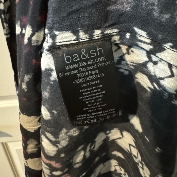 NEW BA&SH Isolde Dress Black Red Tie Dye Maxi Print Size 0 (Retail $420) NWOT - Picture 7 of 9